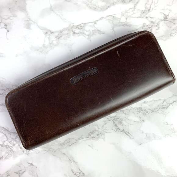 Schmincke Zipped Brown Leather Case - Picture 1 of 8